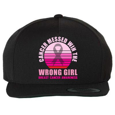 Cancer Messed Wih The Wrong Breast Cancer Awareness Great Gift Wool Snapback Cap