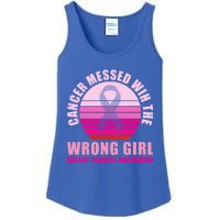 Cancer Messed Wih The Wrong Breast Cancer Awareness Great Gift Ladies Essential Tank