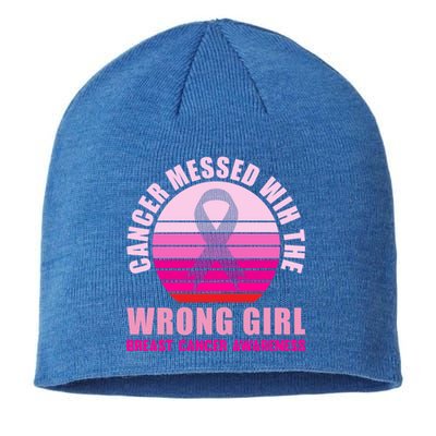 Cancer Messed Wih The Wrong Breast Cancer Awareness Great Gift Sustainable Beanie