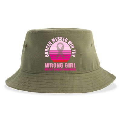 Cancer Messed Wih The Wrong Breast Cancer Awareness Great Gift Sustainable Bucket Hat