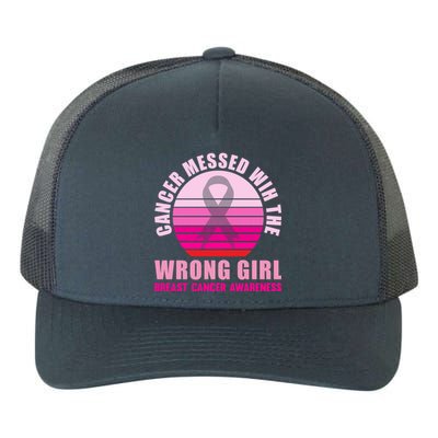 Cancer Messed Wih The Wrong Breast Cancer Awareness Great Gift Yupoong Adult 5-Panel Trucker Hat