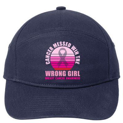 Cancer Messed Wih The Wrong Breast Cancer Awareness Great Gift 7-Panel Snapback Hat