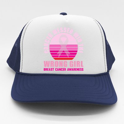 Cancer Messed Wih The Wrong Breast Cancer Awareness Great Gift Trucker Hat