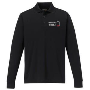 Charge Me With Whiskey Funny Whisky Drinking Lover Performance Long Sleeve Polo