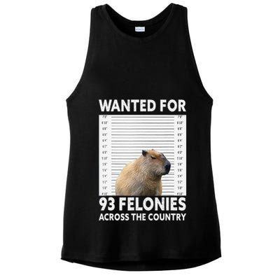Capybara Mugshot Wanted For 93 Felonies Across The Country Ladies PosiCharge Tri-Blend Wicking Tank