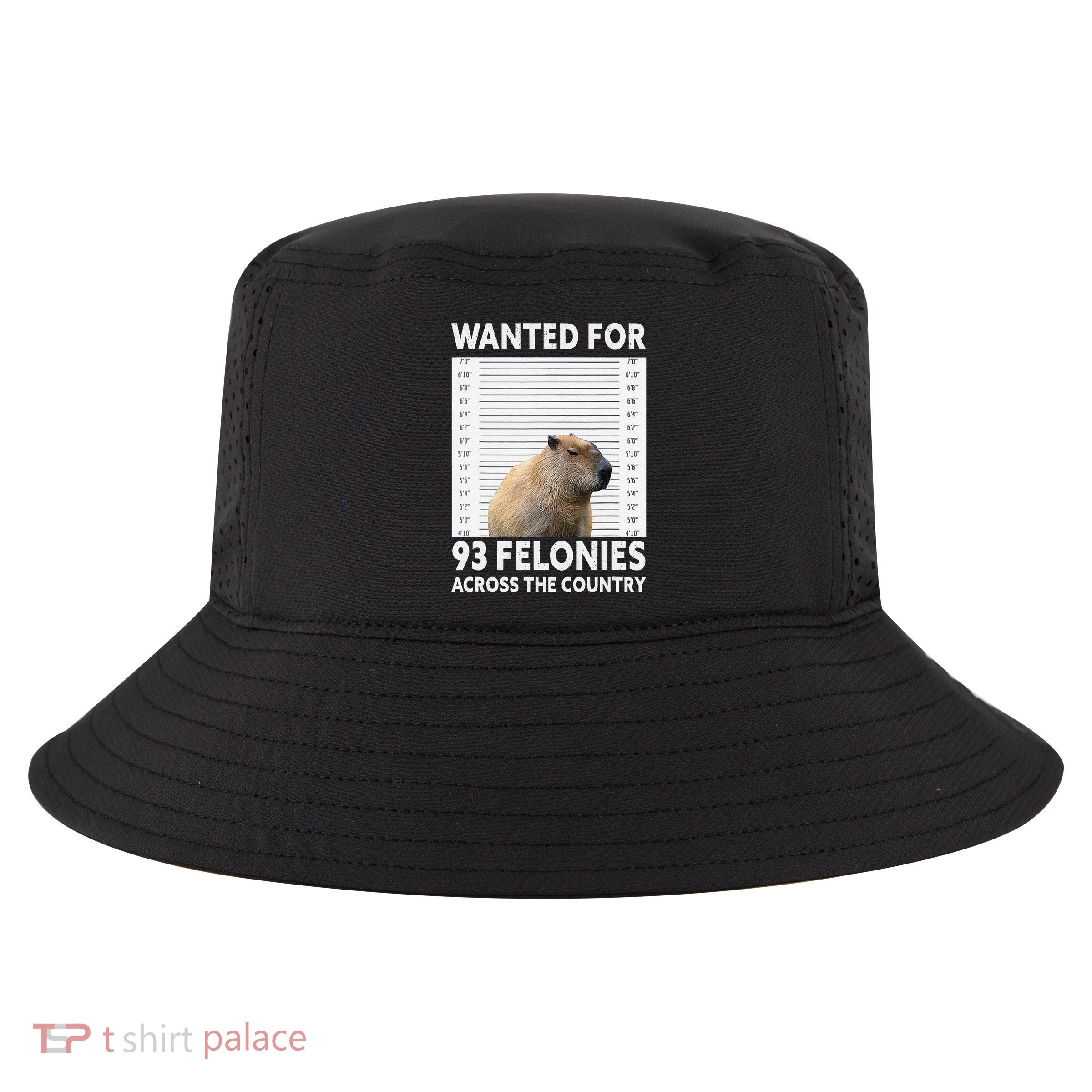 Capybara Mugshot Wanted For 93 Felonies Across The Country Cool Comfort Performance Bucket Hat