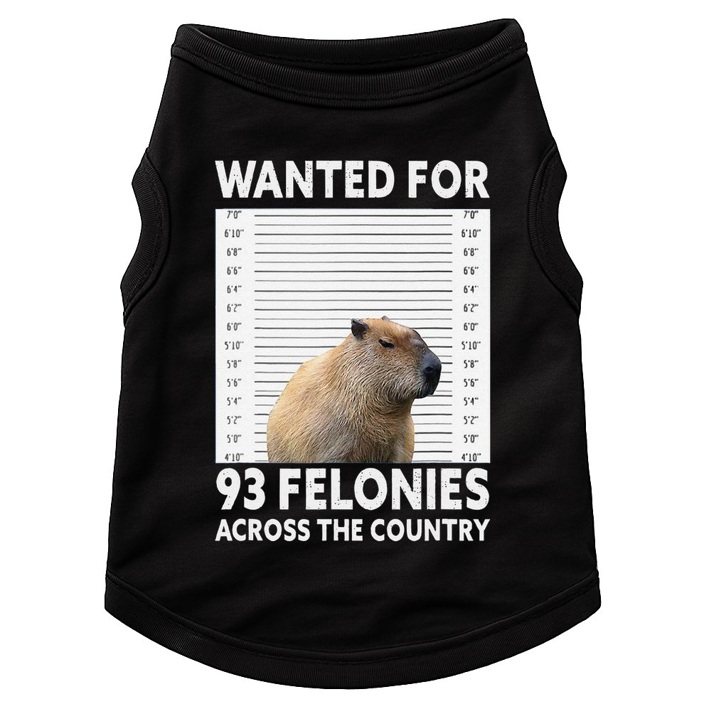 Capybara Mugshot Wanted For 93 Felonies Across The Country Doggie Tank