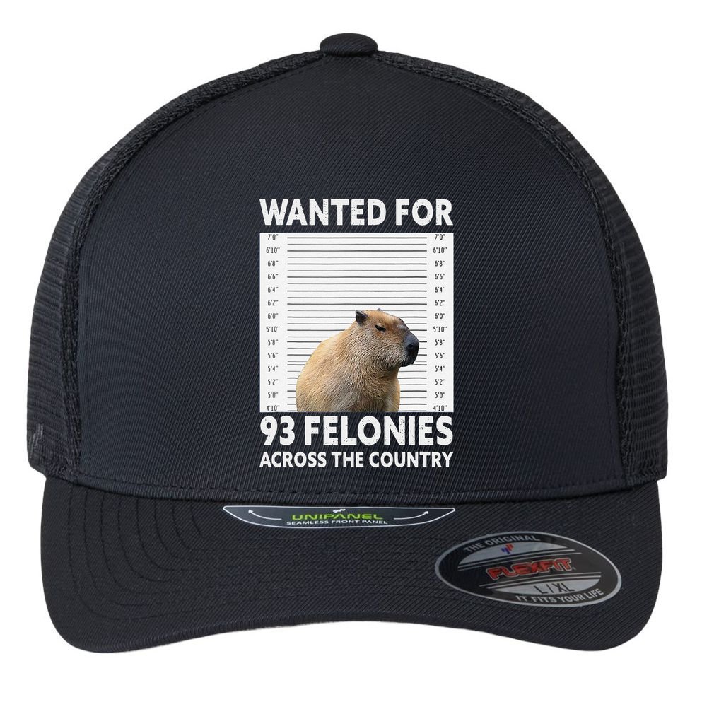 Capybara Mugshot Wanted For 93 Felonies Across The Country Flexfit Unipanel Trucker Cap