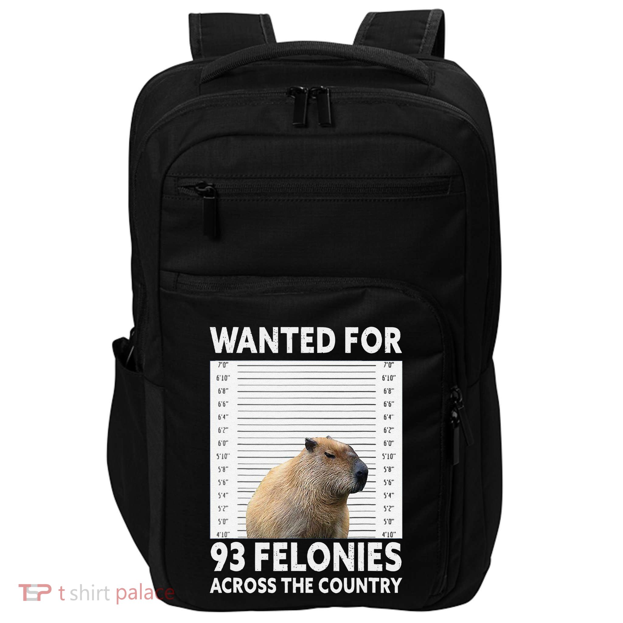 Capybara Mugshot Wanted For 93 Felonies Across The Country Impact Tech Backpack