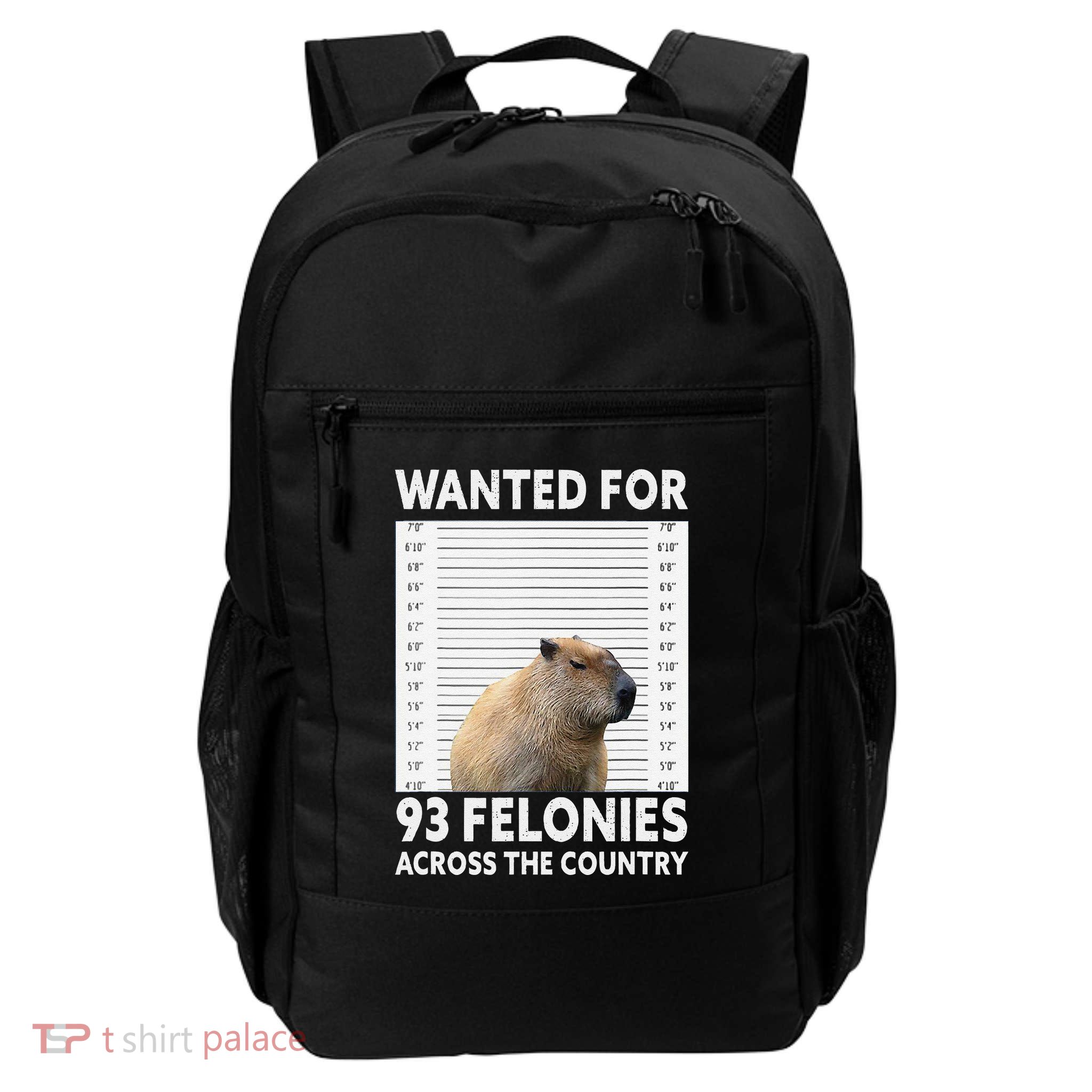 Capybara Mugshot Wanted For 93 Felonies Across The Country Backpack