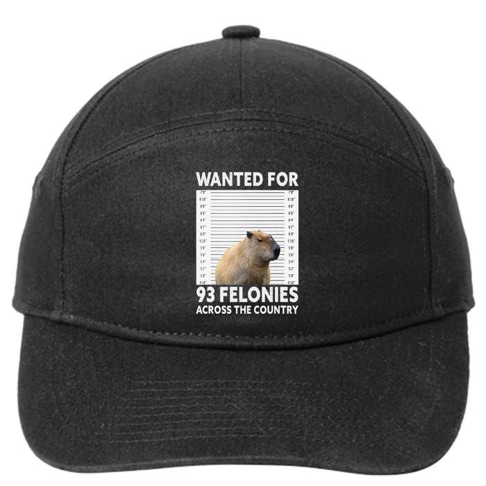 Capybara Mugshot Wanted For 93 Felonies Across The Country 7-Panel Snapback Hat