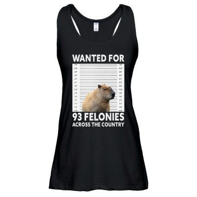 Capybara Mugshot Wanted For 93 Felonies Across The Country Ladies Essential Flowy Tank