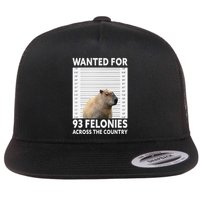 Capybara Mugshot Wanted For 93 Felonies Across The Country Flat Bill Trucker Hat
