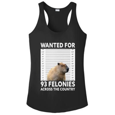 Capybara Mugshot Wanted For 93 Felonies Across The Country Ladies PosiCharge Competitor Racerback Tank