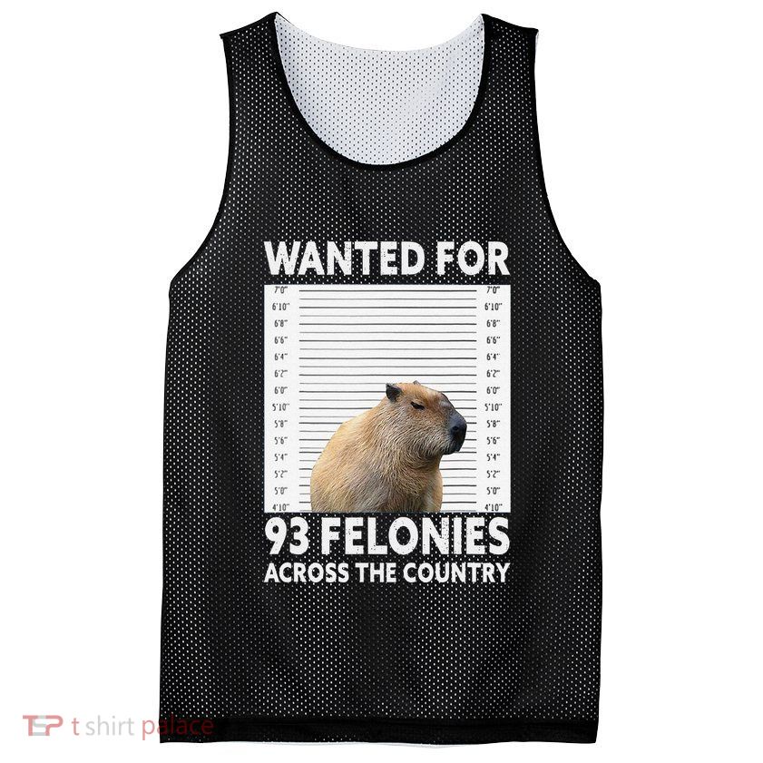 Capybara Mugshot Wanted For 93 Felonies Across The Country Mesh Reversible Basketball Jersey Tank