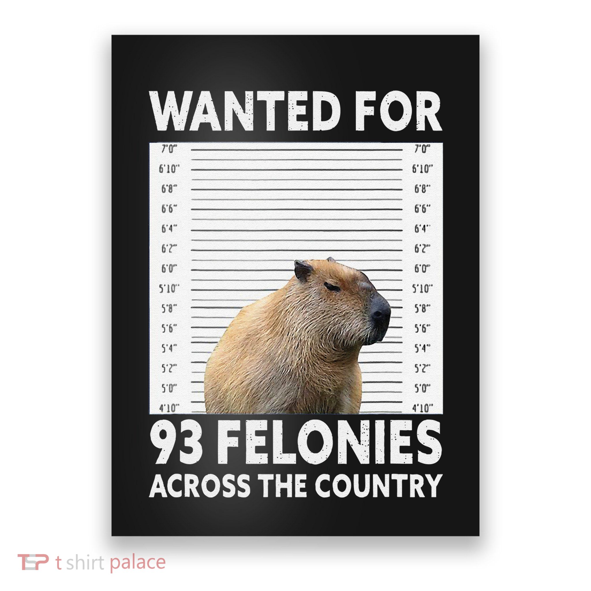 Capybara Mugshot Wanted For 93 Felonies Across The Country Poster