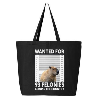 Capybara Mugshot Wanted For 93 Felonies Across The Country 25L Jumbo Tote