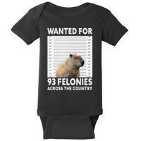 Capybara Mugshot Wanted For 93 Felonies Across The Country Baby Bodysuit