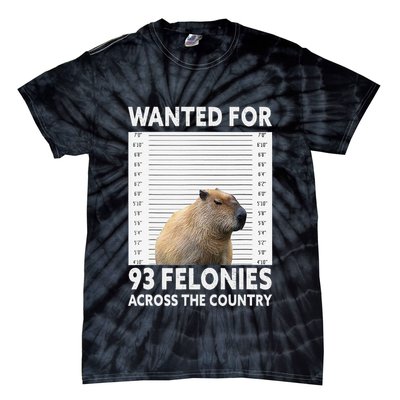Capybara Mugshot Wanted For 93 Felonies Across The Country Tie-Dye T-Shirt