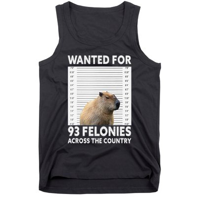 Capybara Mugshot Wanted For 93 Felonies Across The Country Tank Top