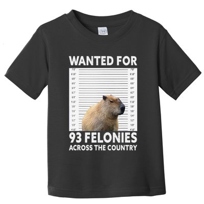 Capybara Mugshot Wanted For 93 Felonies Across The Country Toddler T-Shirt