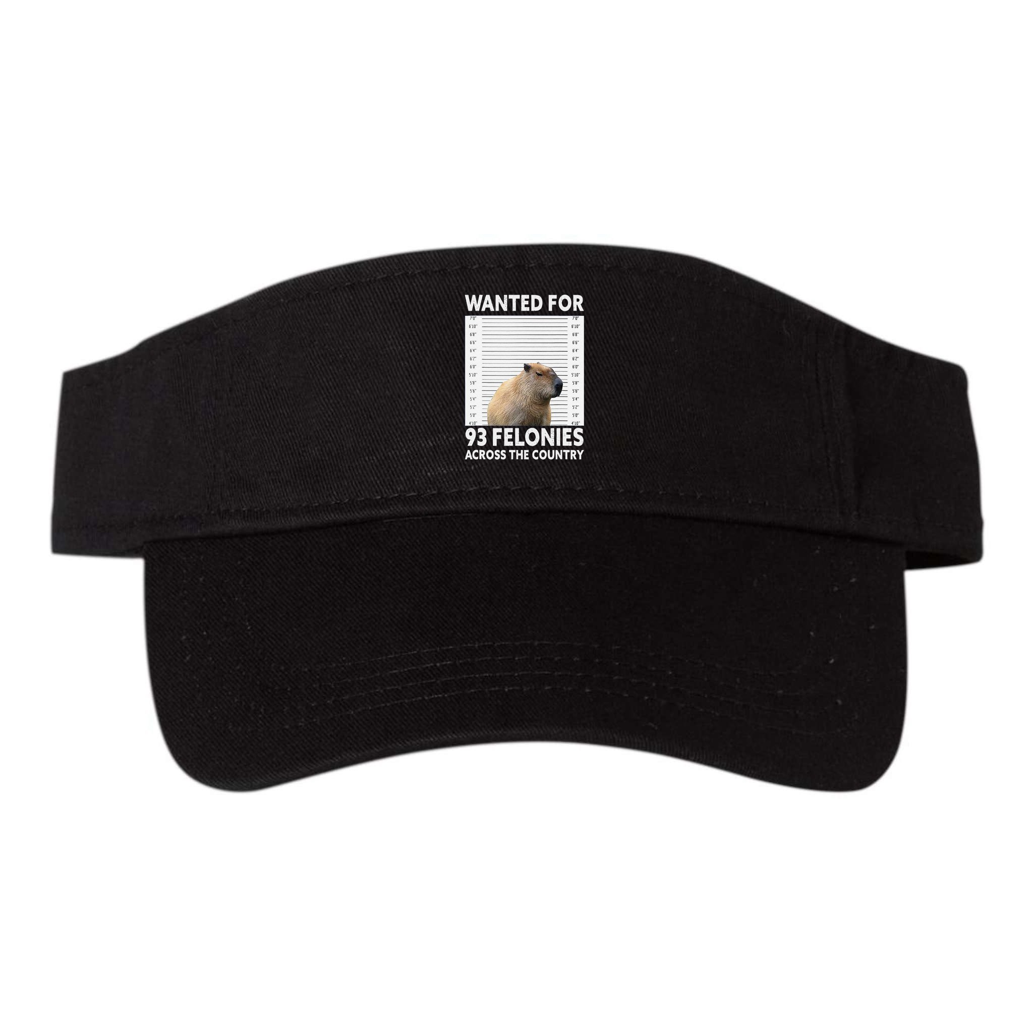 Capybara Mugshot Wanted For 93 Felonies Across The Country Visor
