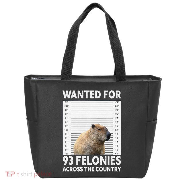 Capybara Mugshot Wanted For 93 Felonies Across The Country Zip Tote Bag