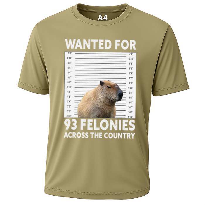 Capybara Mugshot Wanted For 93 Felonies Across The Country Cooling Performance Crew T-Shirt