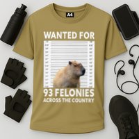 Capybara Mugshot Wanted For 93 Felonies Across The Country Cooling Performance Crew T-Shirt