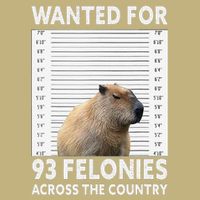 Capybara Mugshot Wanted For 93 Felonies Across The Country Cooling Performance Crew T-Shirt
