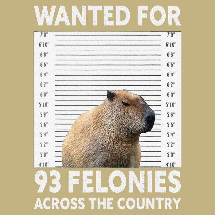 Capybara Mugshot Wanted For 93 Felonies Across The Country Cooling Performance Crew T-Shirt