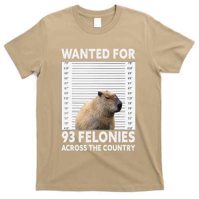 Capybara Mugshot Wanted For 93 Felonies Across The Country T-Shirt