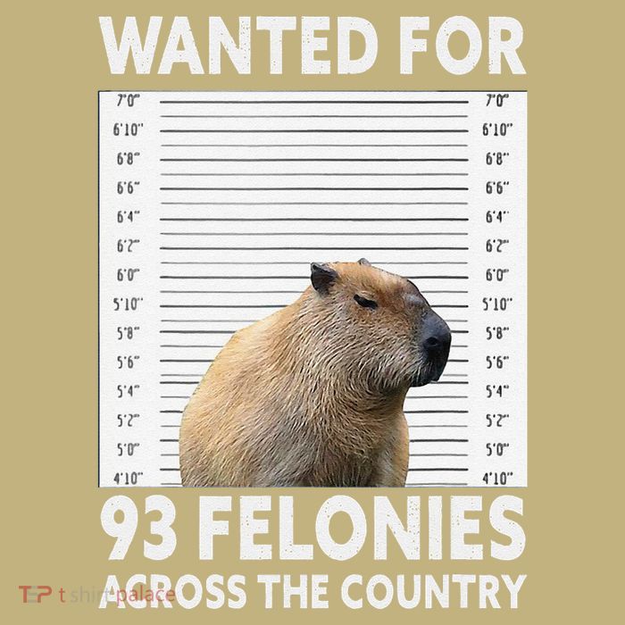 Capybara Mugshot Wanted For 93 Felonies Across The Country Button