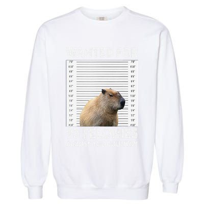 Capybara Mugshot Wanted For 93 Felonies Across The Country Garment-Dyed Sweatshirt