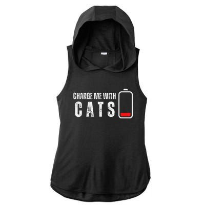 Charge Me With Cats Funny Cat Kitten Lover Ladies PosiCharge Tri-Blend Wicking Draft Hoodie Tank