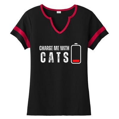 Charge Me With Cats Funny Cat Kitten Lover Ladies Halftime Notch Neck Tee