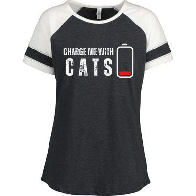 Charge Me With Cats Funny Cat Kitten Lover Enza Ladies Jersey Colorblock Tee