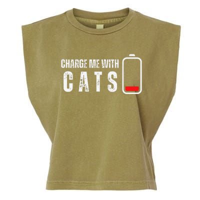 Charge Me With Cats Funny Cat Kitten Lover Garment-Dyed Women's Muscle Tee