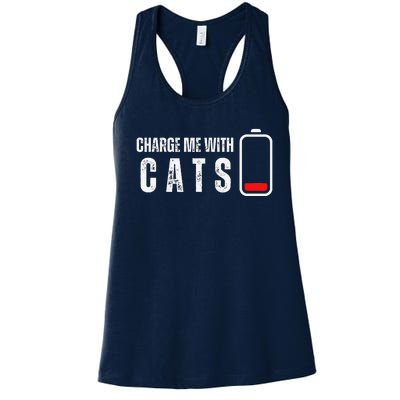 Charge Me With Cats Funny Cat Kitten Lover Women's Racerback Tank