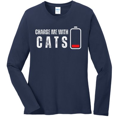 Charge Me With Cats Funny Cat Kitten Lover Ladies Long Sleeve Shirt