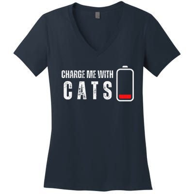 Charge Me With Cats Funny Cat Kitten Lover Women's V-Neck T-Shirt