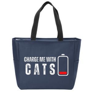 Charge Me With Cats Funny Cat Kitten Lover Zip Tote Bag