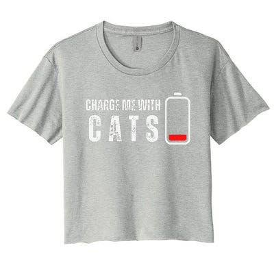 Charge Me With Cats Funny Cat Kitten Lover Women's Crop Top Tee