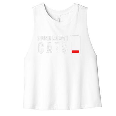 Charge Me With Cats Funny Cat Kitten Lover Women's Racerback Cropped Tank