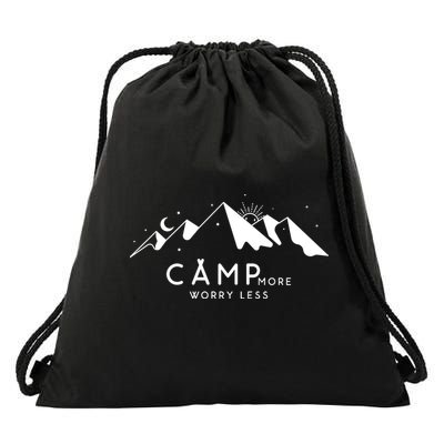 Camp More Worry Less Mountain Nature Drawstring Bag