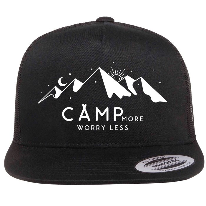 Camp More Worry Less Mountain Nature Flatbill Hat