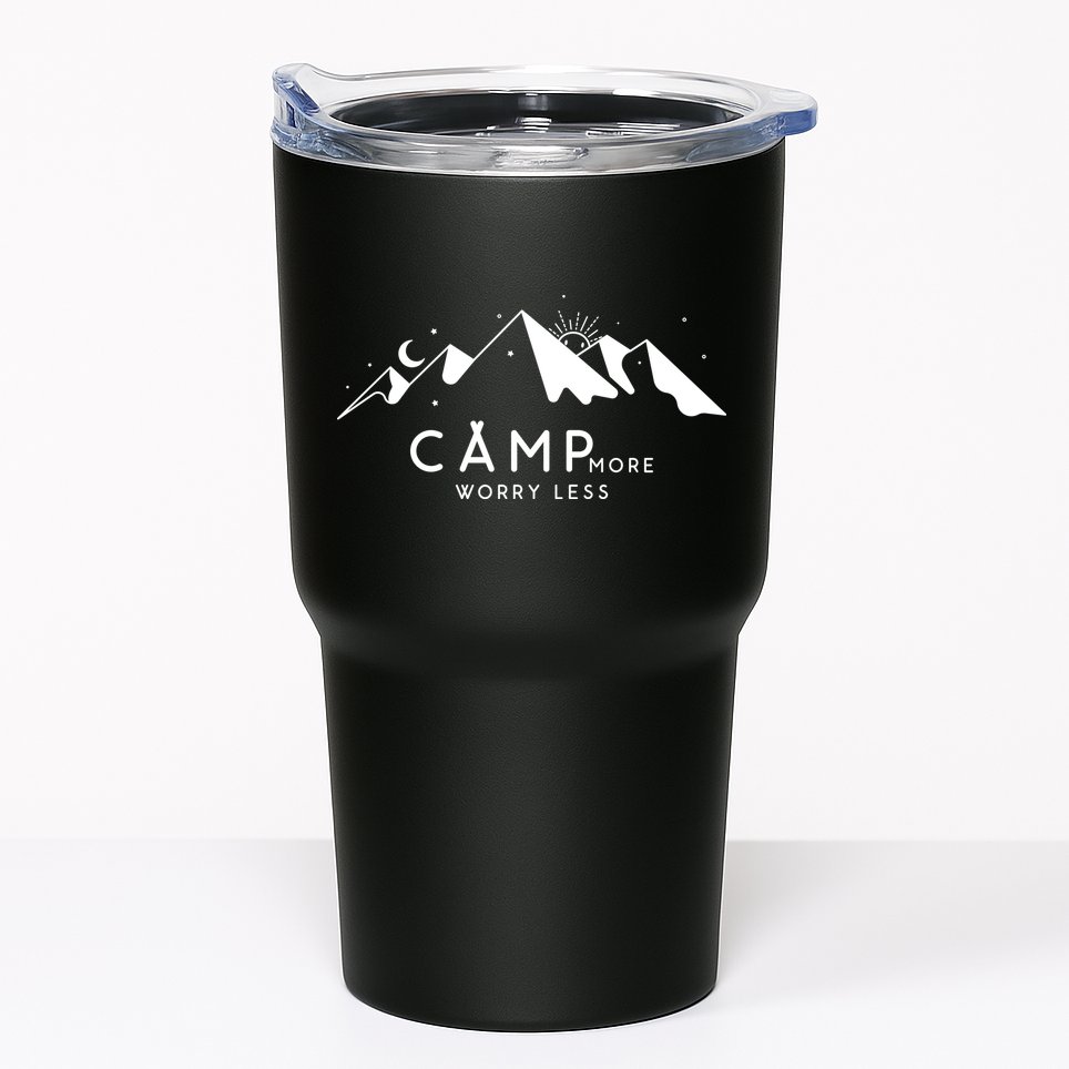 Camp More Worry Less Mountain Nature Tumbler