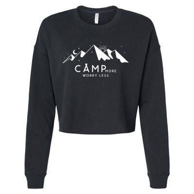 Camp More Worry Less Mountain Nature Cropped Pullover Crew