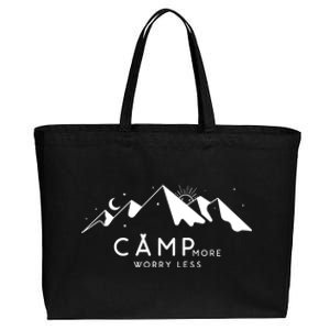 Camp More Worry Less Mountain Nature Cotton Canvas Jumbo Tote