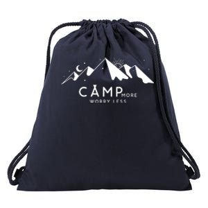 Camp More Worry Less Mountain Nature Drawstring Bag